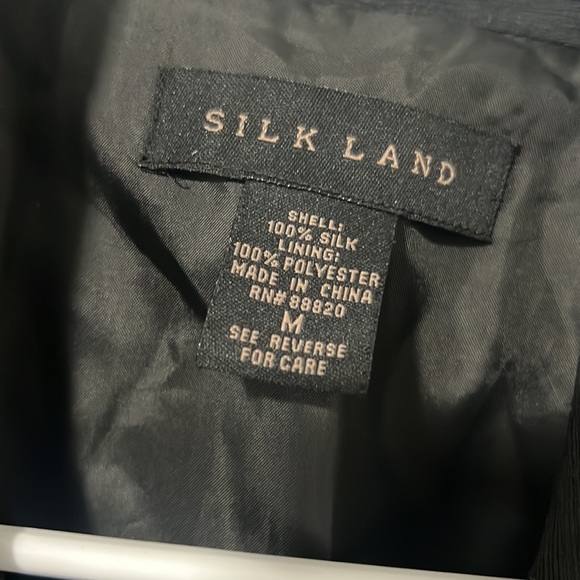 Silk land embroidery long blazer lightweight jacket, size M - Picture 4 of 5